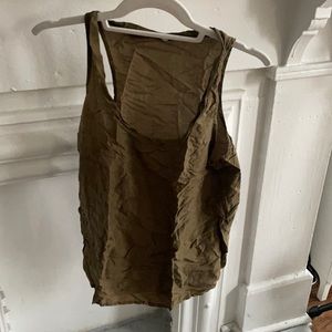 J crew 100 percent silk olive green Silk scoop neck tank top